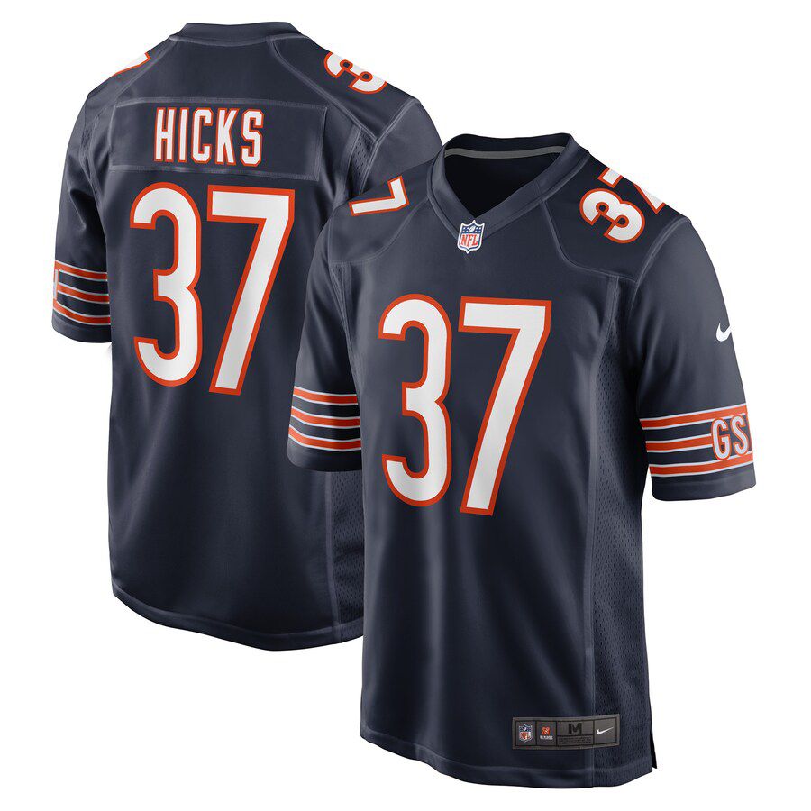 Men Chicago Bears #37 Elijah Hicks Nike Navy Game Player NFL Jersey